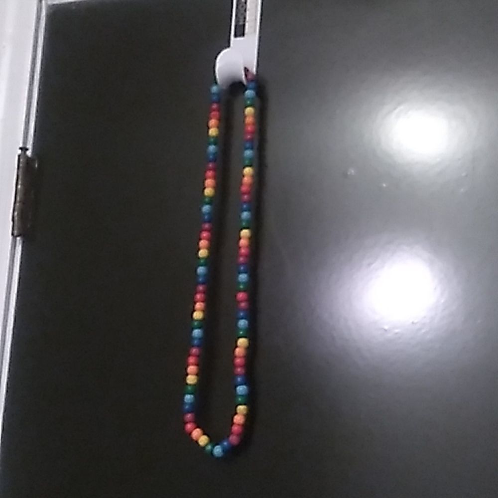Colorful Wooden Bead Necklace.